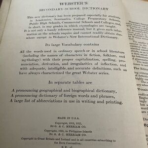Vintage Webster's Secondary School Dictionary Copyright 1913, 1925